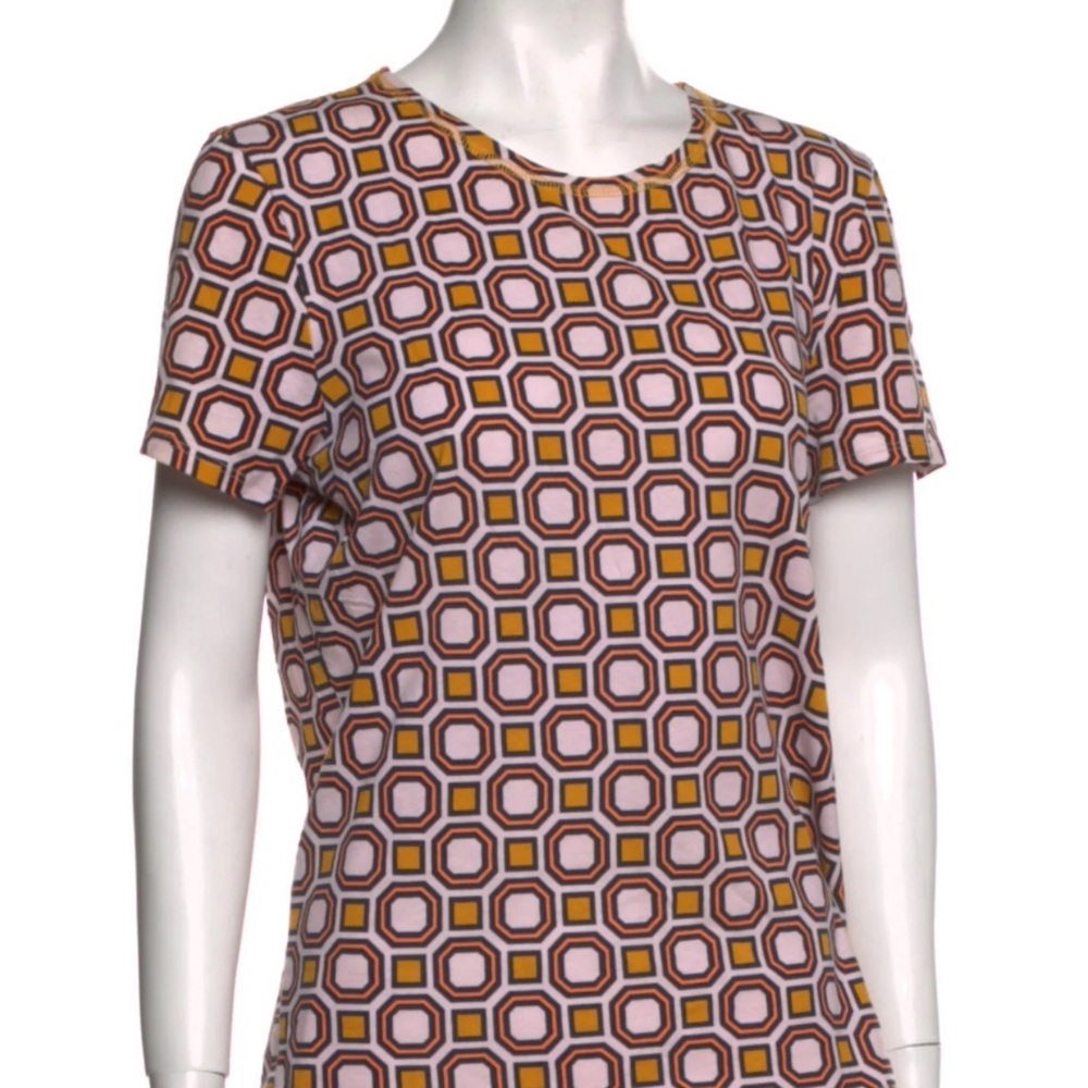 Tory Burch Multicolor Geometric Short Sleeve Top L